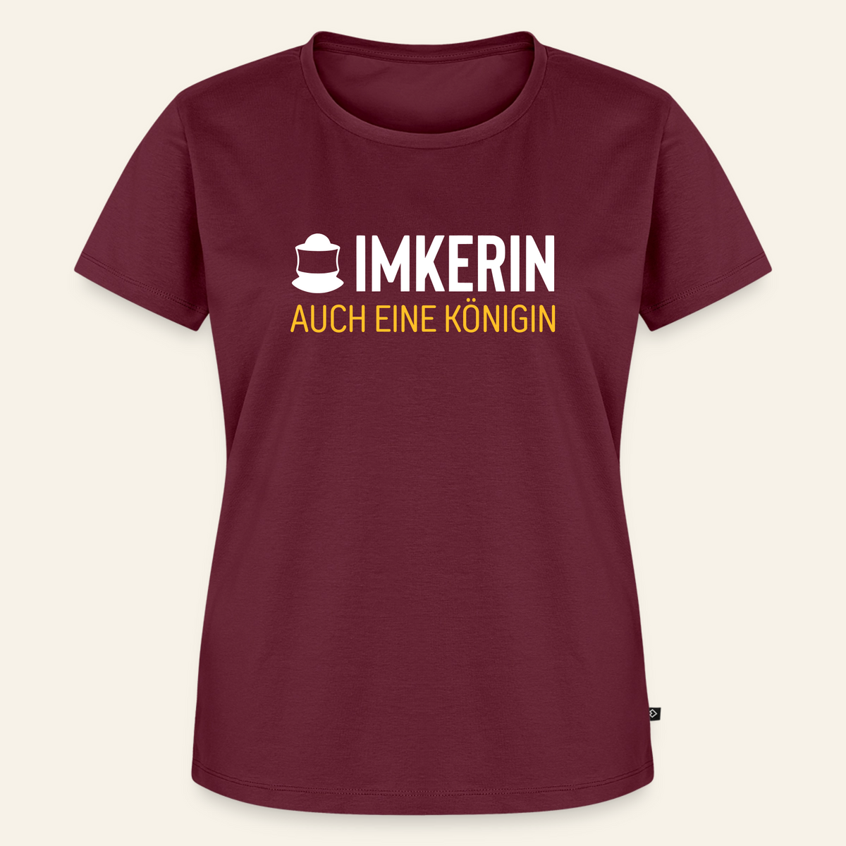 IMKERIN Code Königin T-Shirt in Bordeaux – Vorderseite
