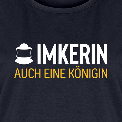 IMKERIN Code Königin T-Shirt in Dunkelblau – Druck im Detail