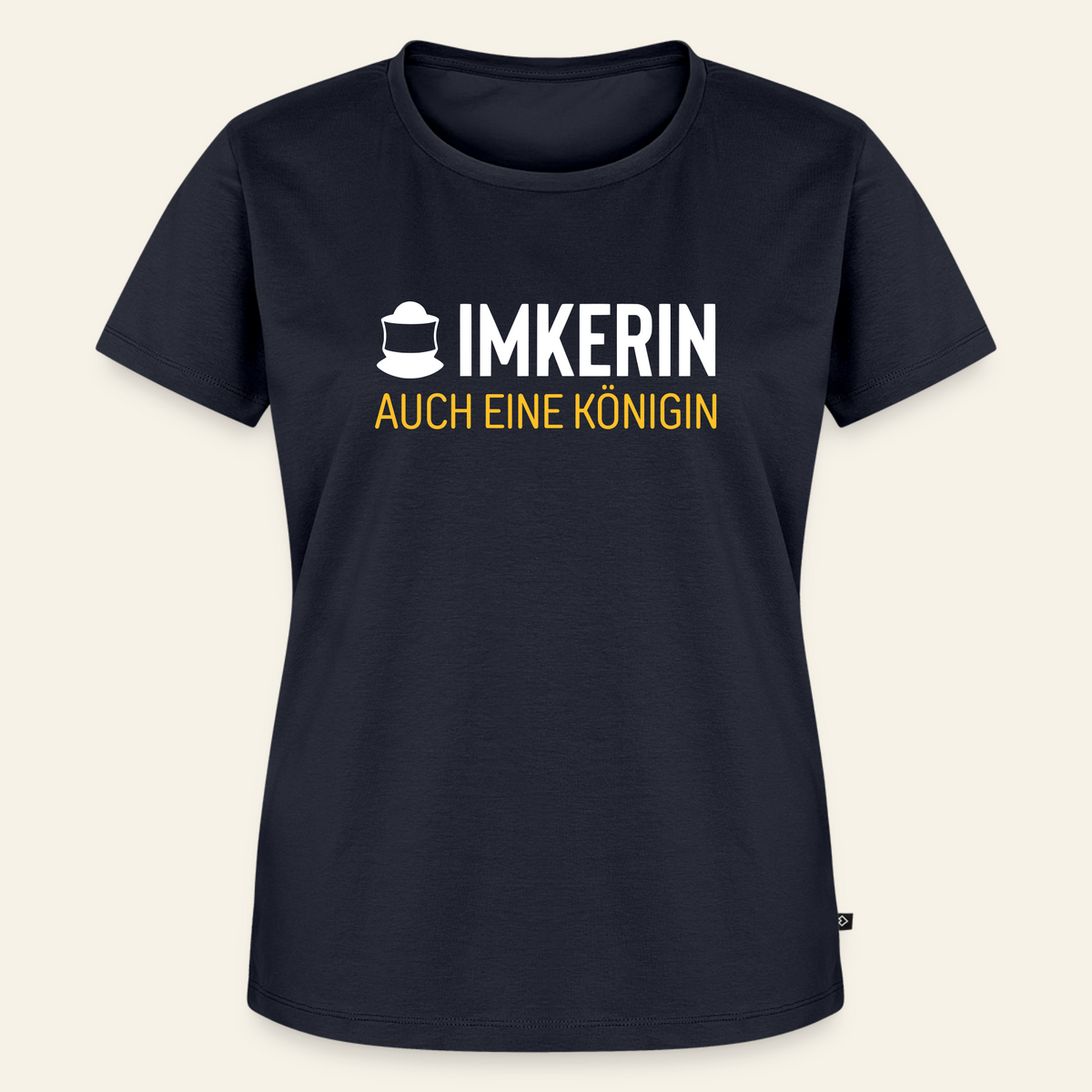 IMKERIN Code Königin T-Shirt in Dunkelblau – Vorderseite