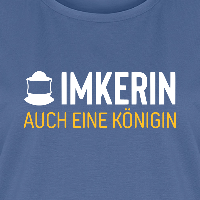 IMKERIN Code Königin T-Shirt in Steinblau – Druck im Detail