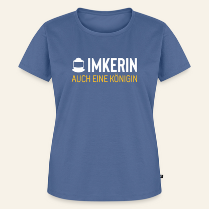 IMKERIN Code Königin T-Shirt in Steinblau – Vorderseite