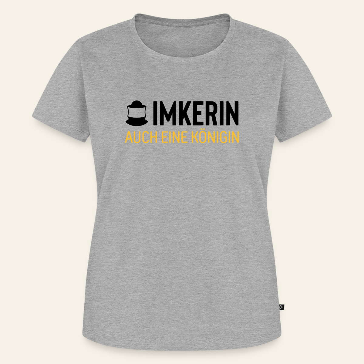 IMKERIN Code Königin T-Shirt in Grau – Vorderseite