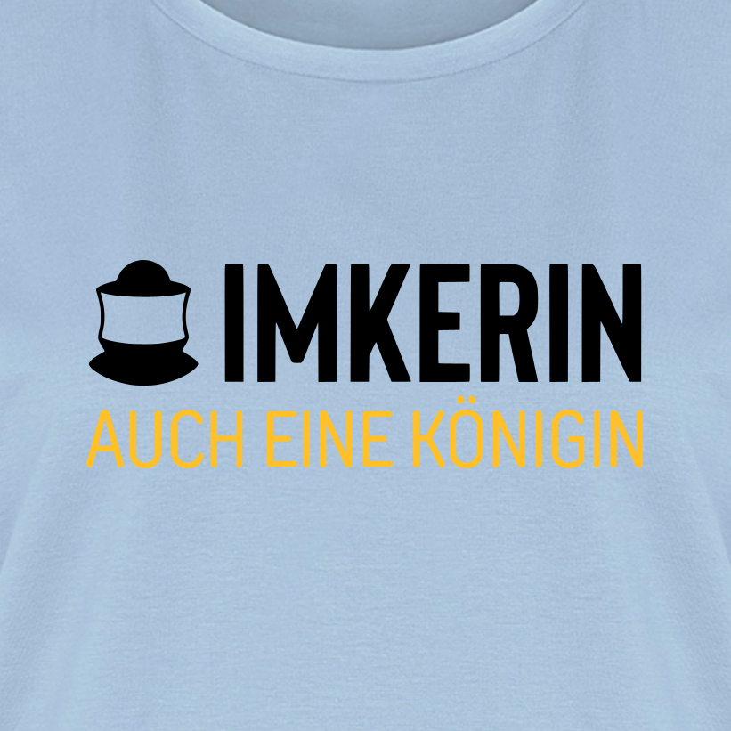 IMKERIN Code Königin T-Shirt in Hellblau – Druck im Detail