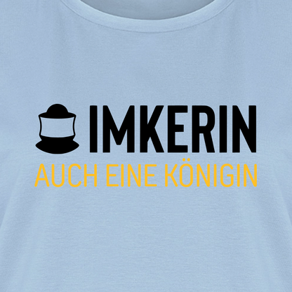 IMKERIN Code Königin T-Shirt in Hellblau – Druck im Detail