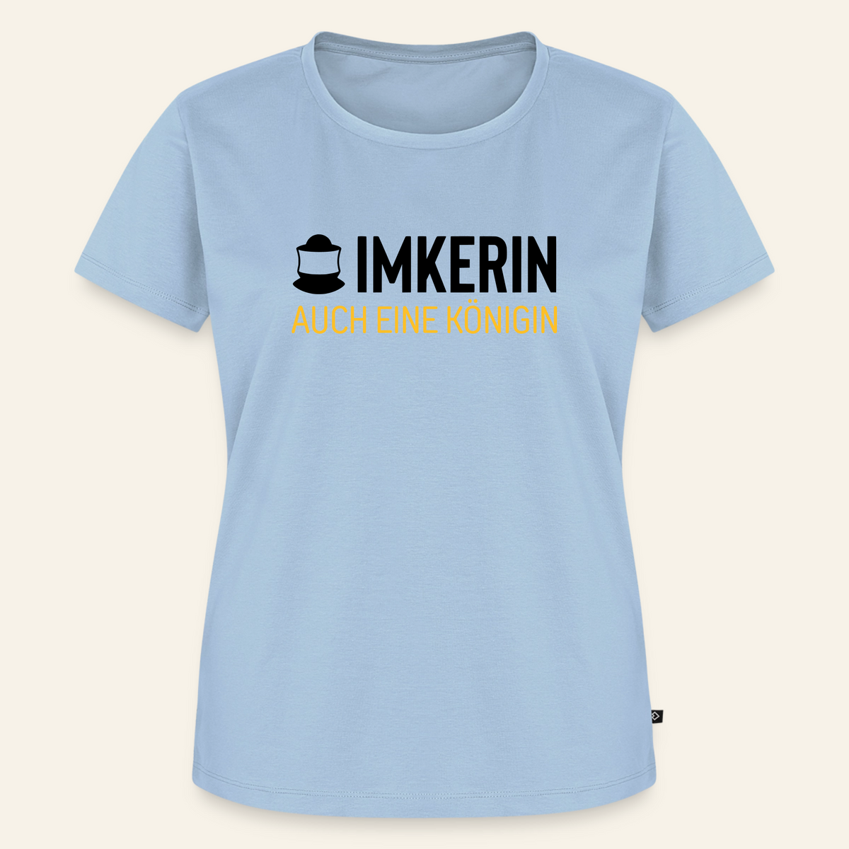 IMKERIN Code Königin T-Shirt in Hellblau – Vorderseite
