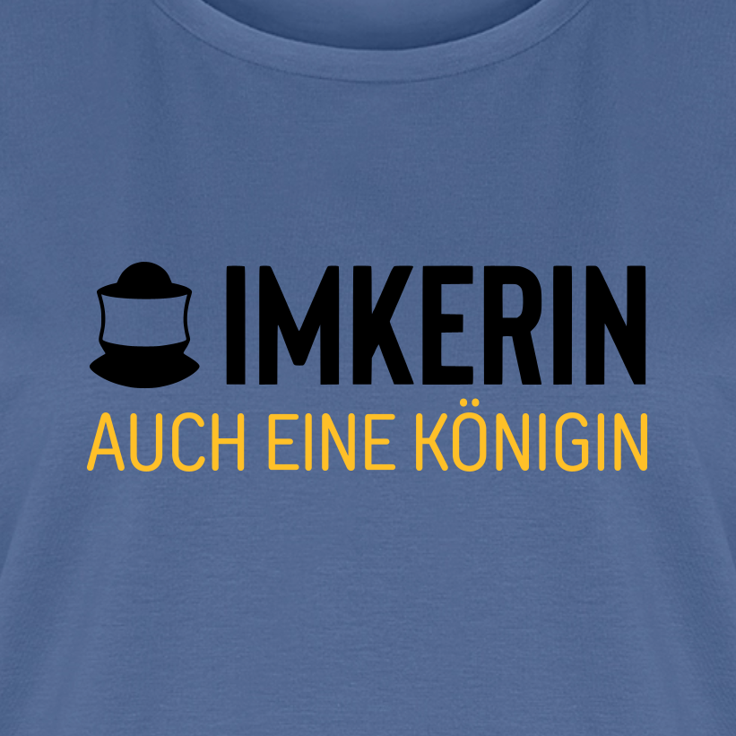 IMKERIN Code Königin T-Shirt in Steinblau – Druck im Detail