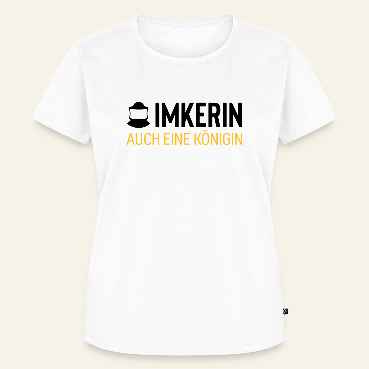 IMKERIN Code Königin T-Shirt in Weiß – Vorderseite