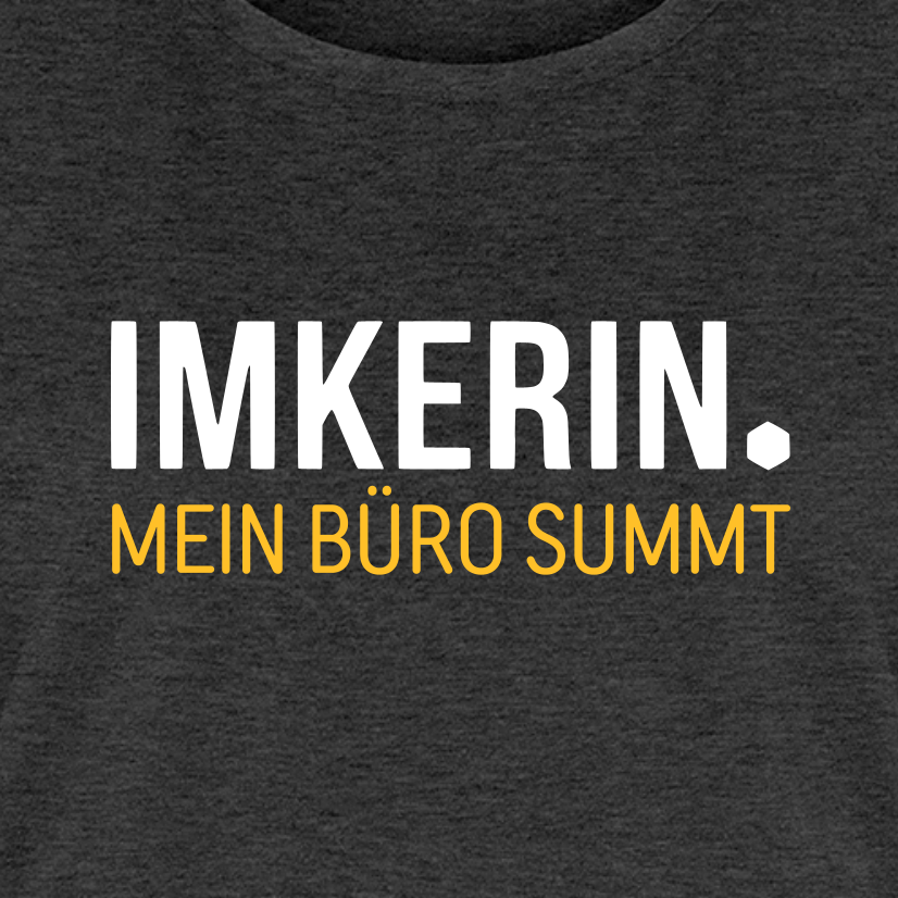 IMKERIN Dot Büro T-Shirt in Anthrazit – Druck im Detail