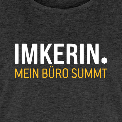 IMKERIN Dot Büro T-Shirt in Anthrazit – Druck im Detail