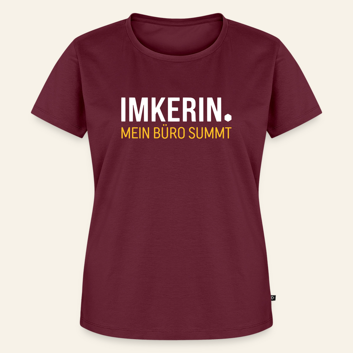 IMKERIN Dot Büro T-Shirt in Bordeaux – Vorderseite