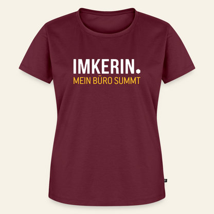 IMKERIN Dot Büro T-Shirt in Bordeaux – Vorderseite