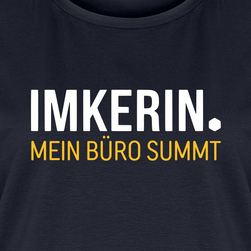 IMKERIN Dot Büro T-Shirt in Dunkelblau – Druck im Detail
