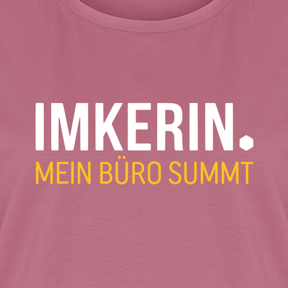 IMKERIN Dot Büro T-Shirt in Mauve – Druck im Detail