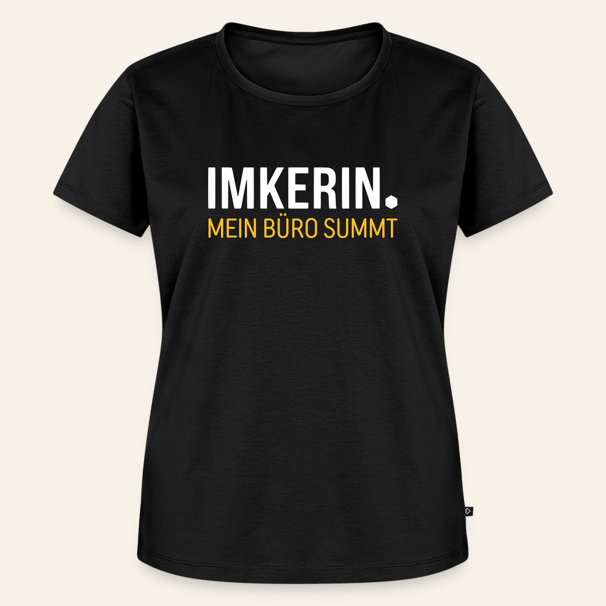 IMKERIN Dot Büro T-Shirt in Schwarz – Vorderseite