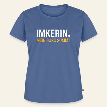 IMKERIN Dot Büro T-Shirt in Steinblau – Vorderseite