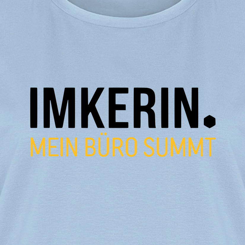 IMKERIN Dot Büro T-Shirt in Hellblau – Druck im Detail