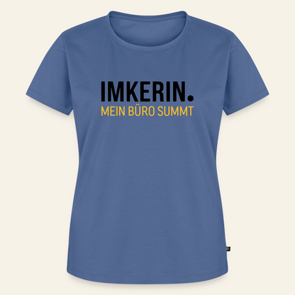 IMKERIN Dot Büro T-Shirt in Steinblau – Vorderseite