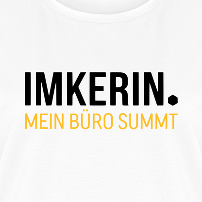 IMKERIN Dot Büro T-Shirt in Weiß – Druck im Detail