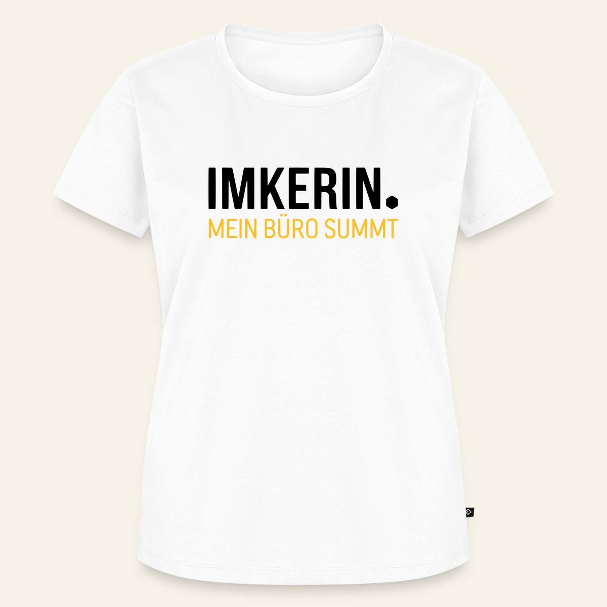IMKERIN Dot Büro T-Shirt in Weiß – Vorderseite