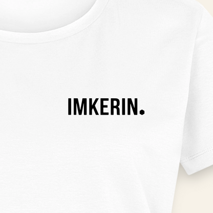 IMKERIN Dot Fein T-Shirt in Weiß – Druck im Detail