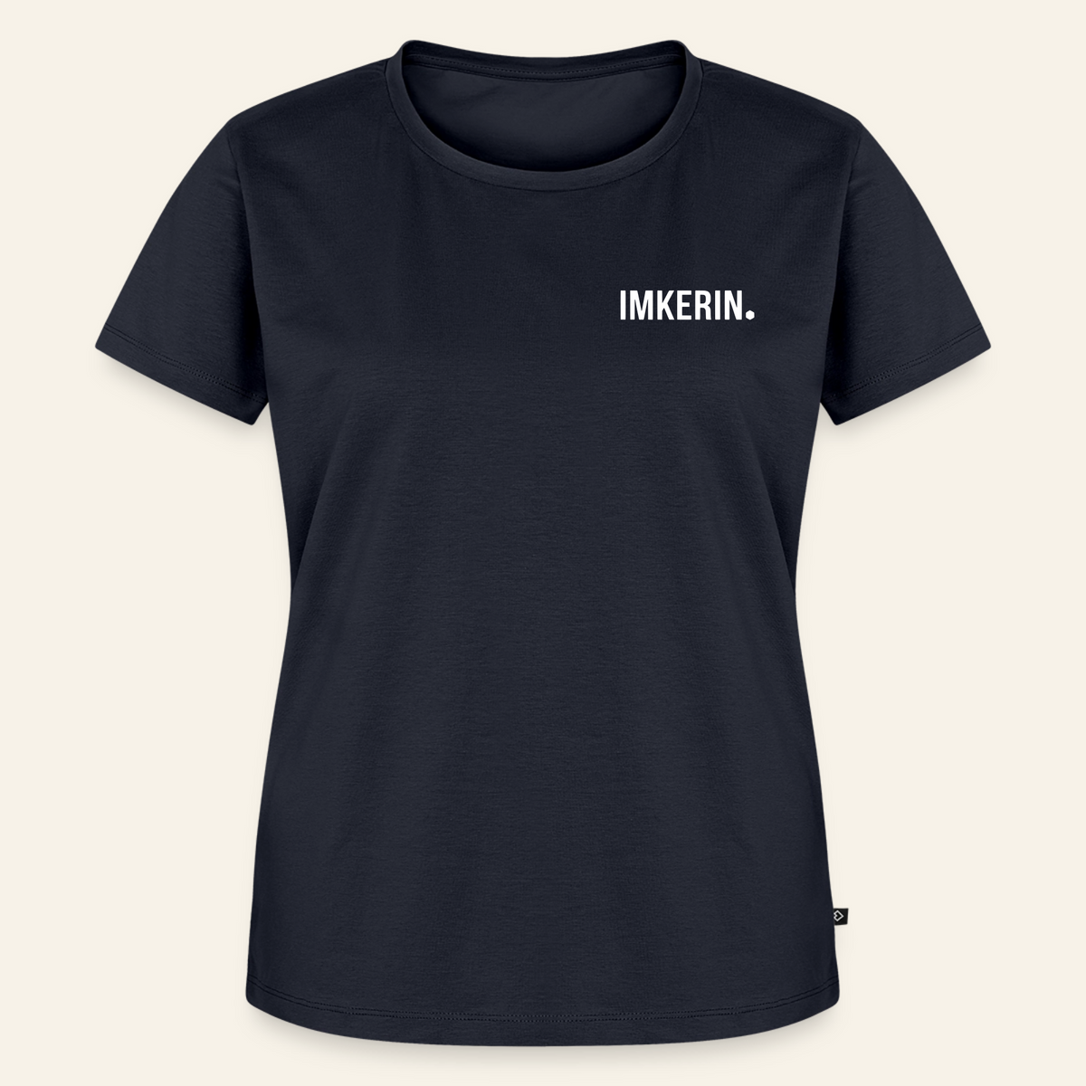 IMKERIN Dot Fein T-Shirt in Dunkelblau – Vorderseite