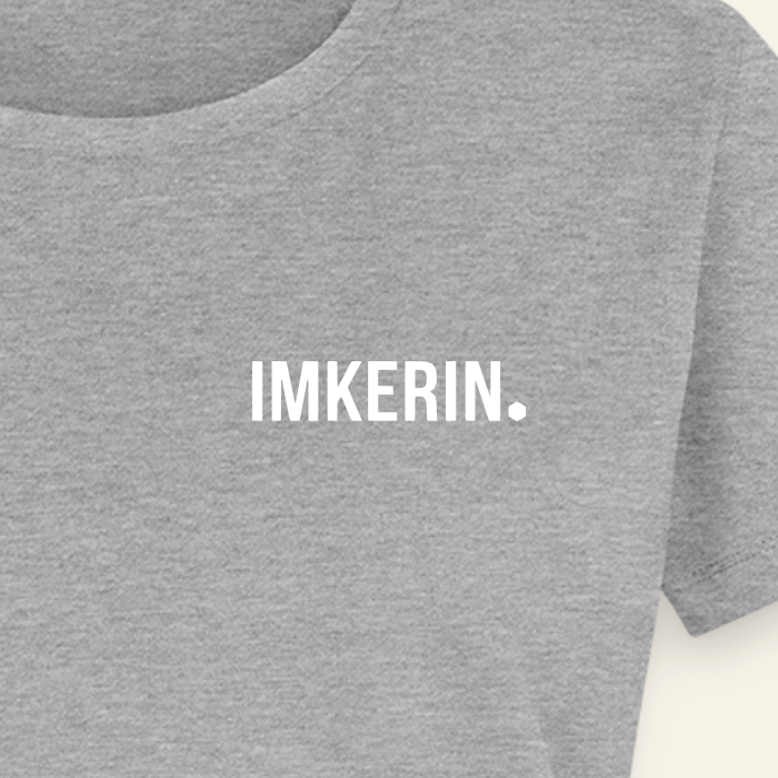 IMKERIN Dot Fein T-Shirt in Grau – Druck im Detail