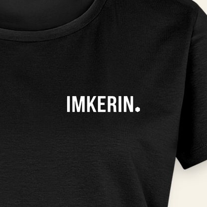 IMKERIN Dot Fein T-Shirt in Schwarz – Druck im Detail