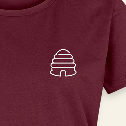IMKERIN Hive Bravo T-Shirt in Bordeaux – Druck im Detail