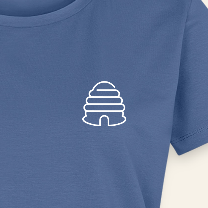 IMKERIN Hive Bravo T-Shirt in Steinblau – Druck im Detail