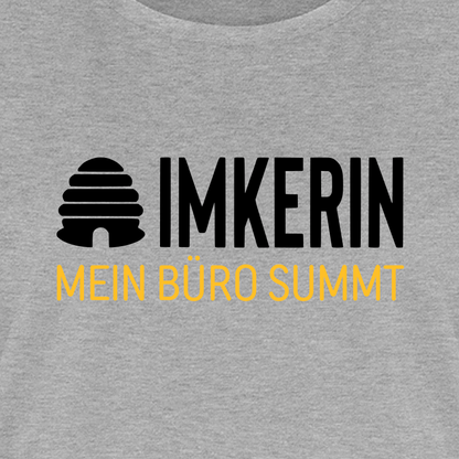 IMKERIN Hive Büro T-Shirt in Grau – Druck im Detail