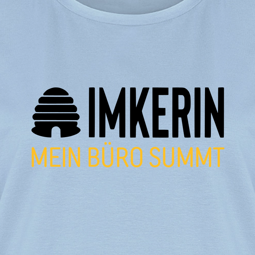 IMKERIN Hive Büro T-Shirt in Hellblau – Druck im Detail