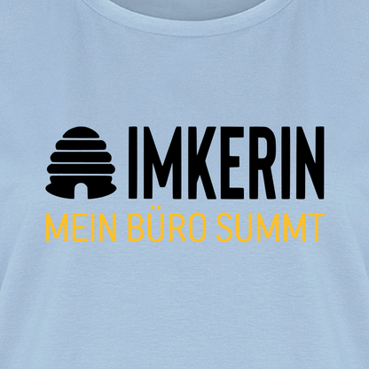 IMKERIN Hive Büro T-Shirt in Hellblau – Druck im Detail