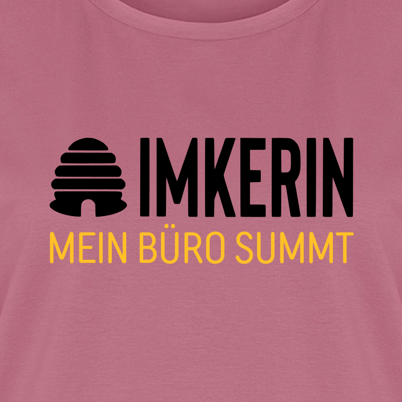 IMKERIN Hive Büro T-Shirt in Mauve – Druck im Detail