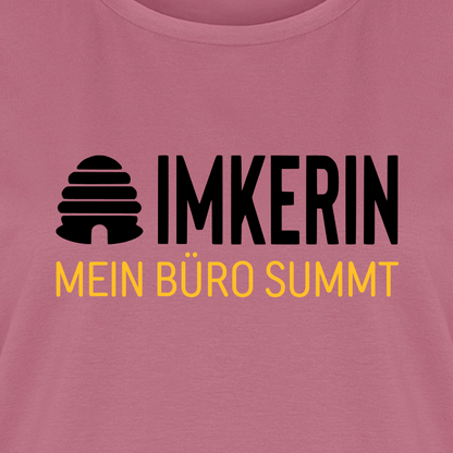 IMKERIN Hive Büro T-Shirt in Mauve – Druck im Detail