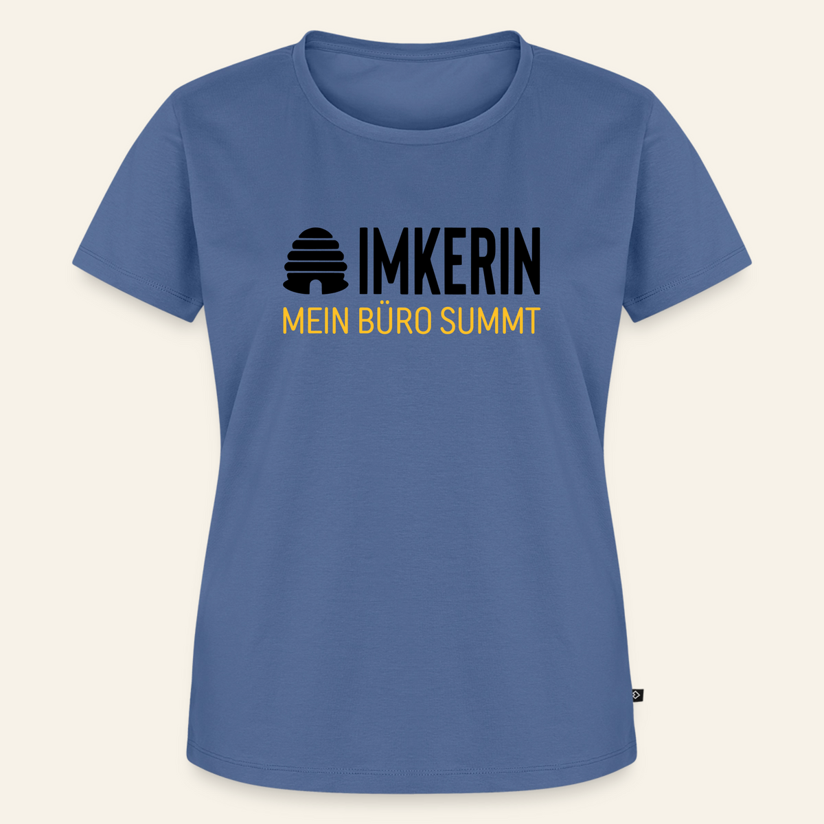 IMKERIN Hive Büro T-Shirt in Steinblau – Vorderseite