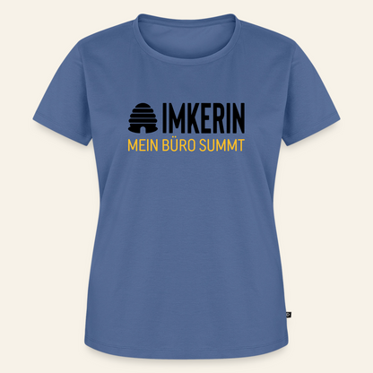 IMKERIN Hive Büro T-Shirt in Steinblau – Vorderseite