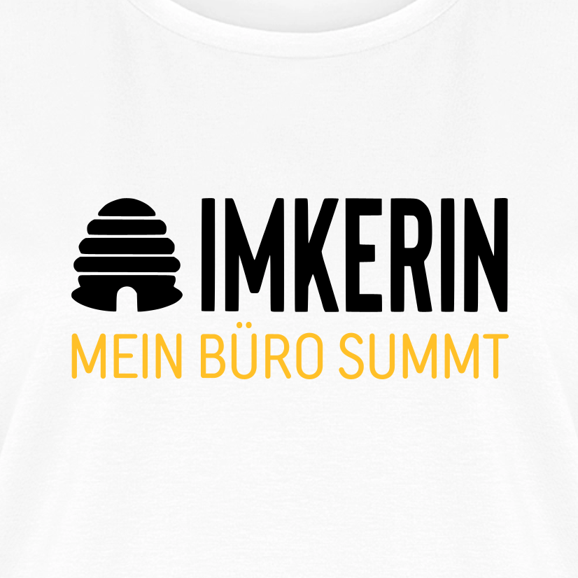 IMKERIN Hive Büro T-Shirt in Weiß – Druck im Detail
