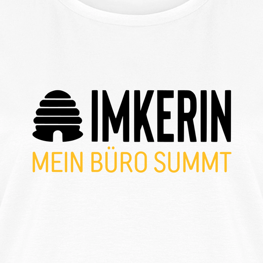IMKERIN Hive Büro T-Shirt in Weiß – Druck im Detail