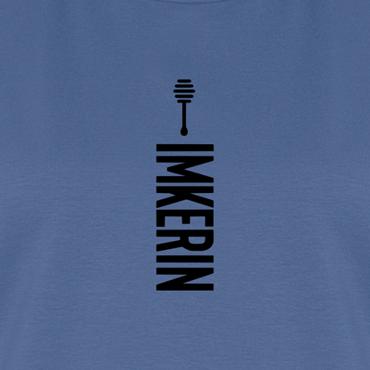 IMKERIN Honig Alpha T-Shirt in Steinblau – Druck im Detail