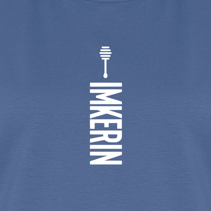 IMKERIN Honig Alpha T-Shirt in Steinblau – Druck im Detail