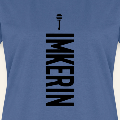 IMKERIN Honig Charlie T-Shirt in Steinblau – Druck im Detail