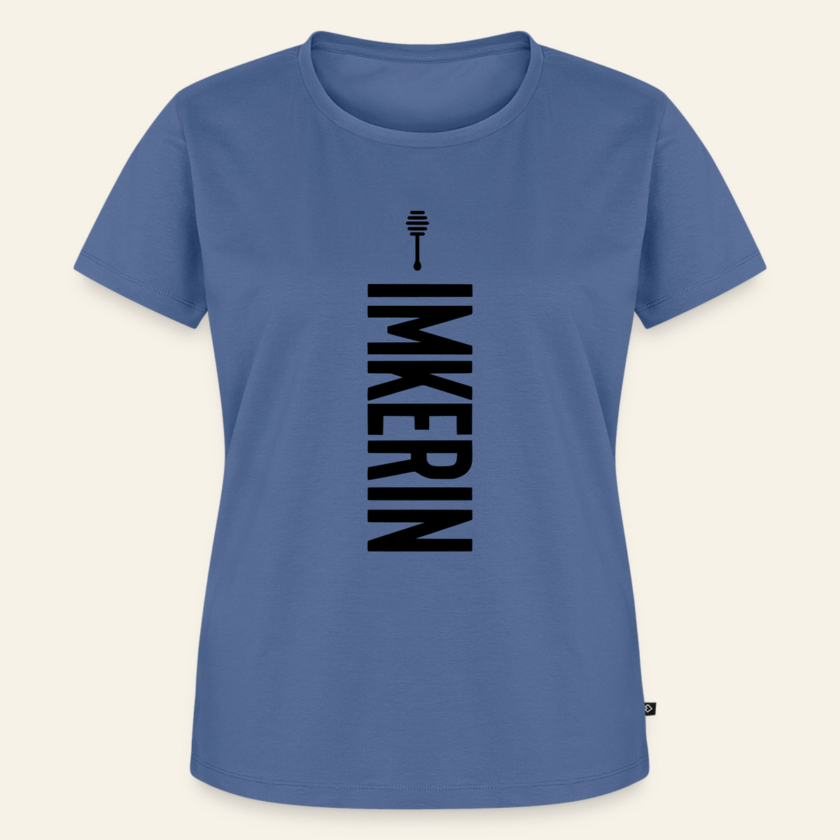 IMKERIN Honig Charlie T-Shirt in Steinblau – Vorderseite