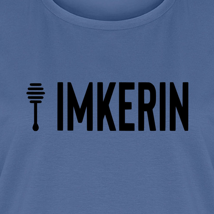 IMKERIN Honig Prime T-Shirt in Steinblau – Druck im Detail