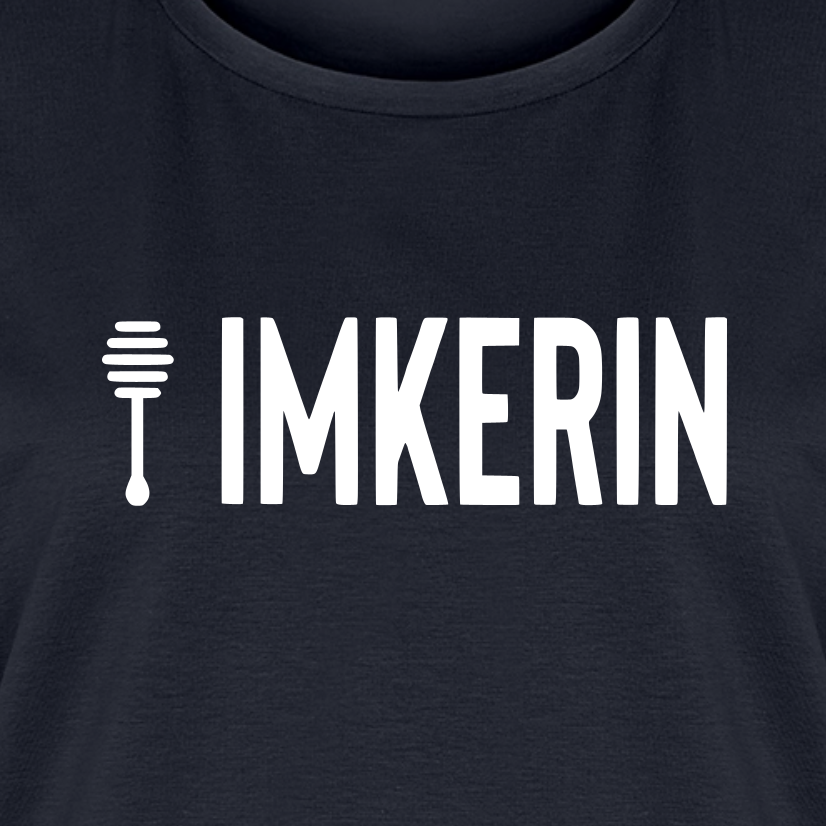 IMKERIN Honig Prime T-Shirt in Dunkelblau – Druck im Detail