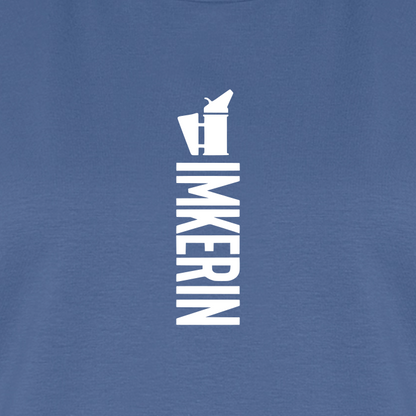 IMKERIN Smoker Alpha T-Shirt in Steinblau – Druck im Detail