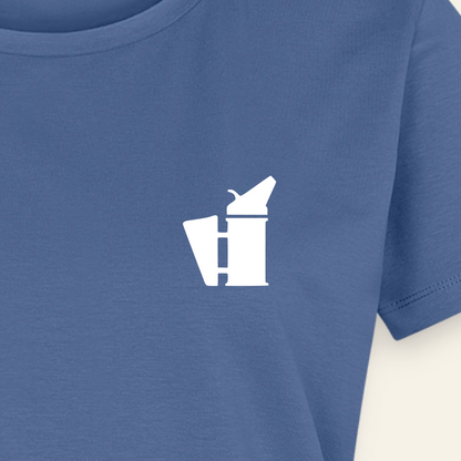 IMKERIN Smoker Bravo T-Shirt in Steinblau – Druck im Detail