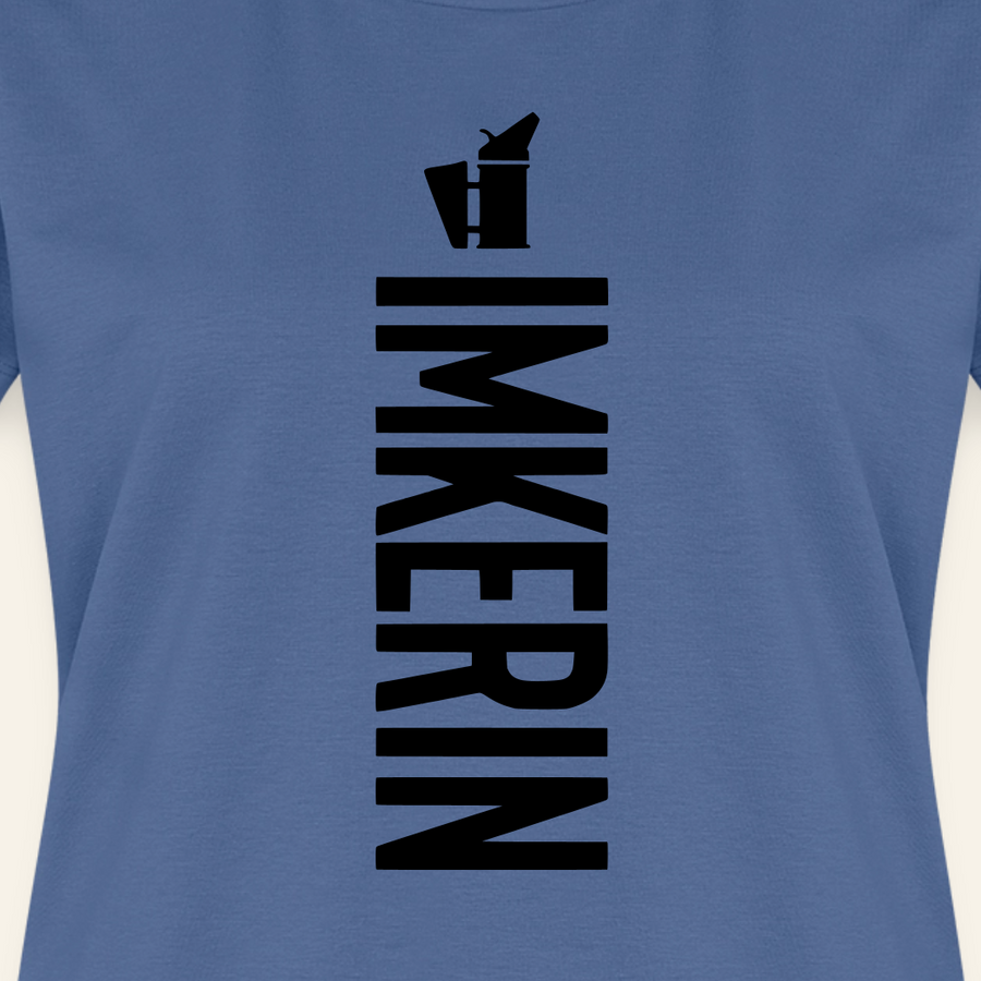 IMKERIN Smoker Charlie T-Shirt in Steinblau – Druck im Detail