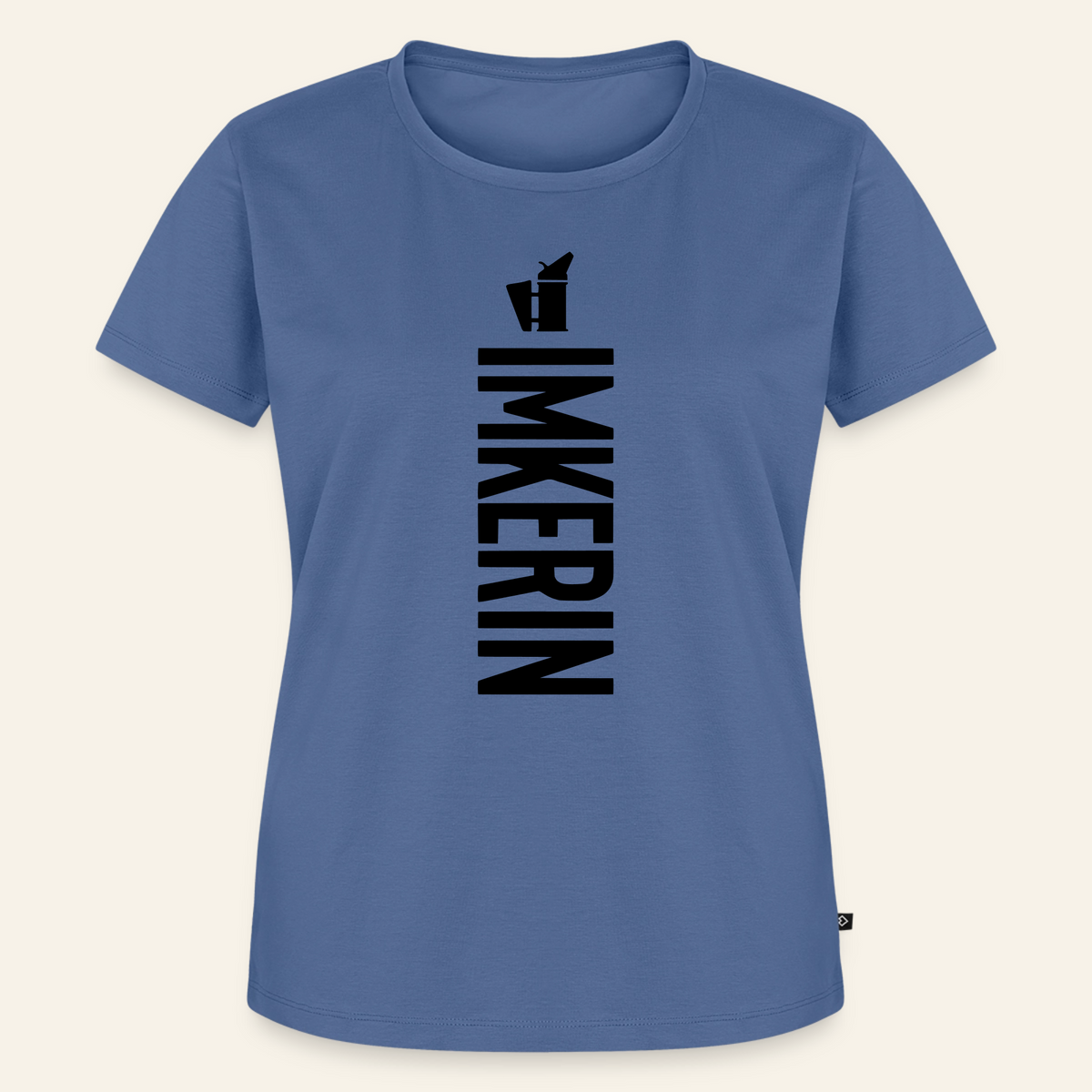 IMKERIN Smoker Charlie T-Shirt in Steinblau – Vorderseite