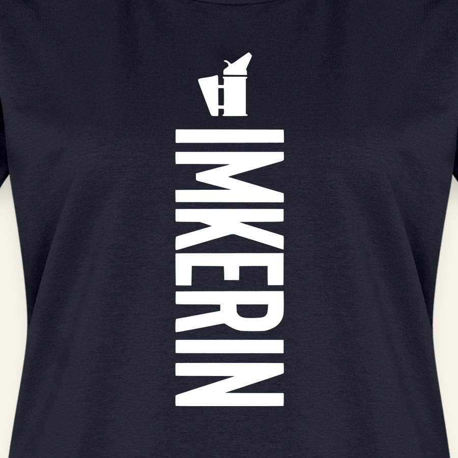 IMKERIN Smoker Charlie T-Shirt in Dunkelblau – Druck im Detail