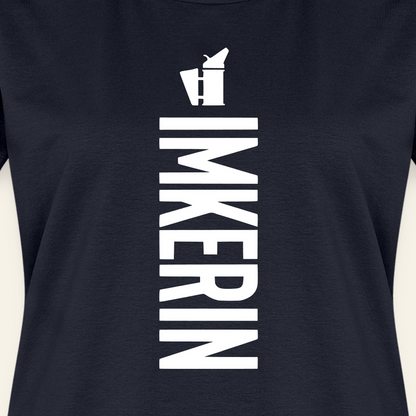IMKERIN Smoker Charlie T-Shirt in Dunkelblau – Druck im Detail